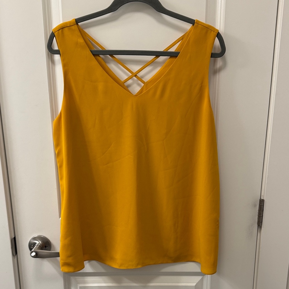 Laura Size 12 Yellow/Orange Flowy Layered Cami Top with Strappy Cross Back
